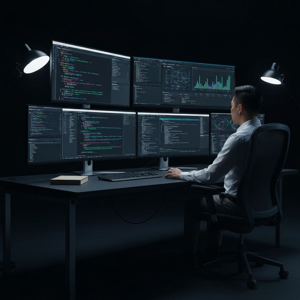 Dark technology workspace